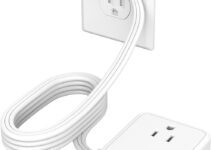 Flat Plug 10 Ft Extension Cord, Cruise Essentials Power Strip with 4 Widely Space AC Outlets 4 USB Charging Ports (2 USB-C), No Surge Protector Desk Charging Station for Travel Home Office