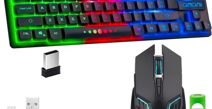 Gaming Wireless TKL Keyboard Mouse Combo Rechargeable LED Backlit Tenkeyless Compact 87 Keys 6 Button for Computer Laptop PS4 PS5 Switch Compatible with Windows XP/7/8/10 iMac MacBook Xbox one X