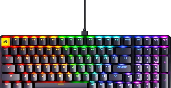 Glorious GMMK 2 Gaming Mechanical Keyboard – Hotswap Cherry Mx Style Linear Switches- Full Size Wired Keyword- Double Shot Keycaps, RGB – PC Setup Accessories – 96%, Black