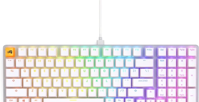 Glorious GMMK 2 Small Gaming Keyboard Base- Barebones Kit- TKL Hot Swappable DIY White Mechanical Keyboard – Wired, RGB Backlit,- PC Setup Accessories- 65%, White
