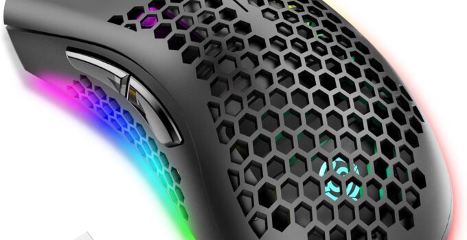 HETOETF Wireless Gaming Mouse Lightweight Honeycomb Design, Rechargeable RGB Backlight Computer Mouse with USB Receiver,Adjustable DPI,2.4GHz Wireless Mouse for PC/Mac/Laptop