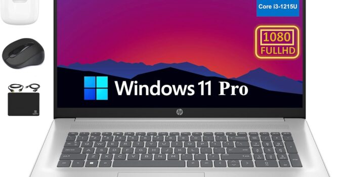 HP 17.3″ Flagship FHD Business Laptop Computer (2024), 32GB RAM, 1TB PCIe SSD, Intel Core i3-1215U (6-Core Upto 4.4 GHz), Numeric Keypad, Webcam, Wi-Fi, Long Battery Windows 11 Pro +HubxcelAccessory