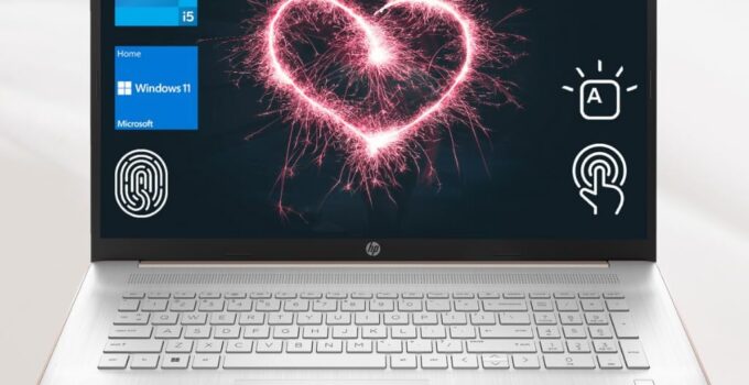 HP 2023 17t Premium Rose Gold Laptop, 17.3″ HD+ Touchscreen, Intel Core i5-1335U, 32GB RAM, 2TB SSD + 2TB HDD, Webcam, FP Reader, Backlit KB, HDMI, Wi-Fi 6, Windows 11 Home