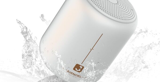 JHSNOEL Portable Bluetooth Speaker – IPX7 Waterproof Speaker,Bluetooth Wireless,15-Hour Playtime, 5W Speaker, Bluetooth 5.3, Hands-Free Calling, Compact Design – Outdoor Speakers – White