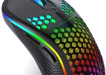 JYCSTE Wired Gaming Mouse, Computer Mouse Ergonomic Mice Honeycomb Design with RGB Backlight, 6 Buttons, 7200 Adjustable DPI for PC/Mac/Laptop
