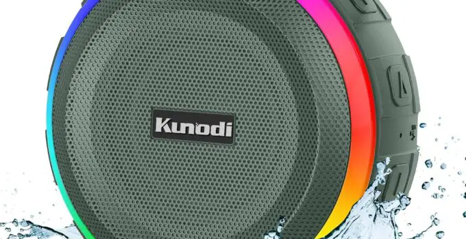 Kunodi Bluetooth Shower Speaker with IPX7 Waterproof, Dynamic Lights, Crisp Clear Sound, True Wireless Stereo, Clip Portable for Pool Beach Boat Kayak Float Golf
