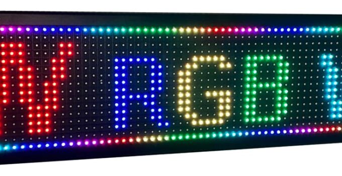 LED display 40"x8" with WiFi+USB, full color P10 RGB with high resolution and new SMD technology. Perfect solution for advertising, programmable scrolling sign, message board