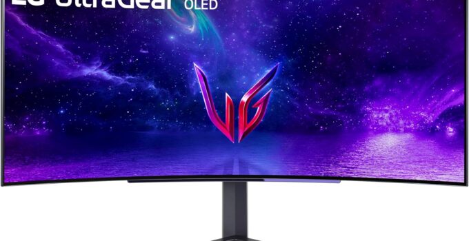 LG 45GR95QE-B Curved Ultragear Gaming Monitor 45-Inch (3440 x 1440) OLED Display, 240Hz Refresh Rate, 0.03ms GtG Response Time, NVIDIA G-SYNC Compatible, Contrast Ratio 1.5M:1, Black