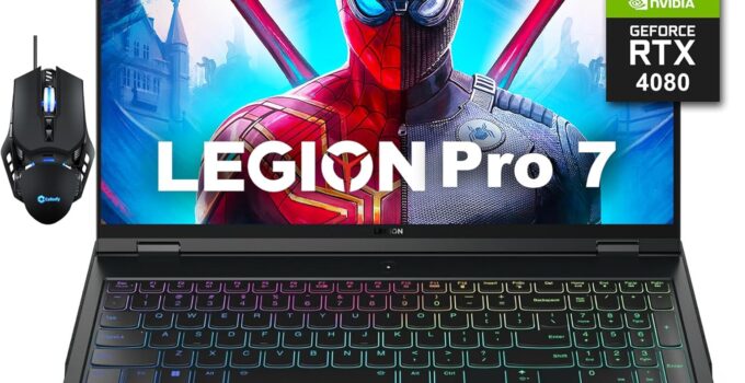 Lenovo 2024 Newest Legion Pro 7 Gaming Laptop, 16″ QHD+ 240Hz Display, 13th Gen Intel 24-core i9-13900HX, NVIDIA GeForce RTX 4080, 64GB RAM, 2TB SSD, Wi-Fi 6, Backlit Keyboard, Windows 11 Home