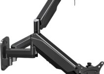 MOUNT PRO Dual Monitor Wall Mount for 13 to 32 Inch Computer Screens, Gas Spring Arm for 2 Monitors, Each Holds Up to 17.6lbs, Full Motion Wall Monitor Mount with VESA 75×75/100×100