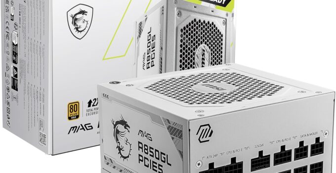 MSI MAG 850GL PCIE 5 White Gaming Power Supply – Full Modular – 80 Plus Gold Certified 850W – Compact Size – ATX PSU