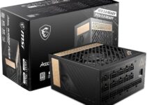 MSI MEG Ai1000P PCIE 5 & ATX 3.0 Gaming Power Supply – Full Modular – 80 Plus Platinum Certified 1000W – 100% Japanese 105°C Capacitors – Compact Size – ATX PSU