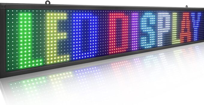 Programmable LED Sign P10 Indoor LED Display 39″ x 7.5″ Full Color Programmable Message Board with high Resolution LED Scrolling Display for Advertising