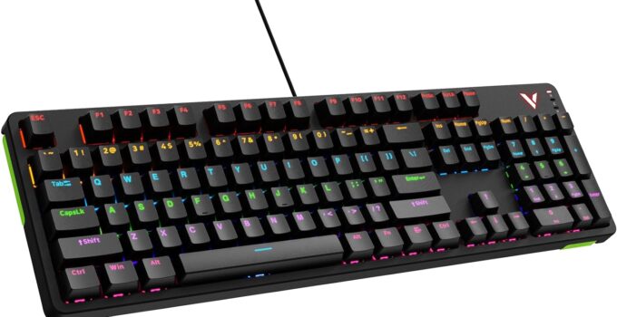 Rapoo V500Pro Full-Size Mechanical Gaming Keyboard, 104 Keys Anti-Ghosting, Customizable Rainbow RGB Backlit, Multimedia Hotkeys, Removable Top Case, USB-C, Heavy Duty, 2024 Edition, Brown Switch
