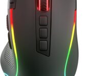 Redragon M612 PRO RGB Gaming Mouse, 8000 DPI Wired/Wireless Optical Gamer Mouse with 9 Programmable Buttons & 7 Backlit Modes, BT & 2.4G Wireless, Software Supports DIY Keybinds Rapid Fire Button