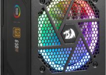 Redragon PSU013 80+ Gold 650 Watt ATX Fully Modular Power Supply w/ 80 Plus Gold Certified, Compact 160mm Size & RGB Low Noise Smart-ECO 0 RPM Fan, 100% Japanese Capacitors, Full Mod Cables, Black