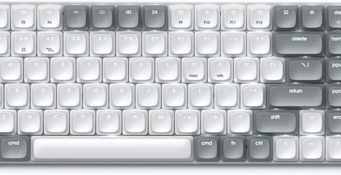 Satechi SM1 75% Mechanical Keyboard, LED Backlit Bluetooth Keyboard, 84 Keys Compact Wireless Keyboard, Gaming Keyboard for Mac and Windows – Light Grey/White