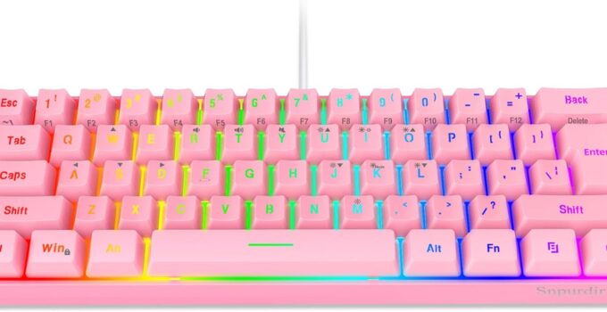 Snpurdiri 60% Wired Gaming Keyboard,RGB Backlit Ultra-Compact Waterproof Mini 61 Keys Keyboard, for PC/Mac Gamer, Typist, Travel, Easy to Carry on Business Trip(Pink)