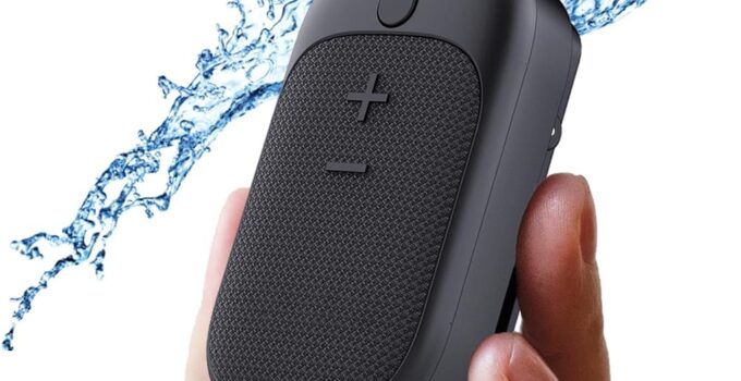 Wearable Waterproof Bluetooth Speaker – Magnetic Clip-On Mini Wireless Portable Speakers – Built-in Mic for Hands-Free Music and Calls – Up to 18 Hours Battery Life
