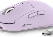 X3 Wireless Gaming Mouse, 49g Ergonomic Computer Mouse, Triple Modes PAW3395 26K DPI Optical Sensor, 200h Battery Life, Programmable Buttons, Gaming Accessories for PC/Laptop/Mac (Purple)