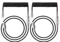 XIAWAO Custom Coiled Keyboard Cable [2-Pack], Coiled USB C Keyboard Cable for Gaming Keyboard, USB-C to USB-A Mechanical Keyboard Cable with Detachable Metal Aviator (Black)