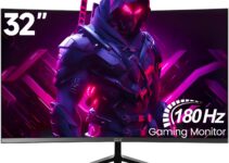 ZZA 32-Inch FHD Curved Gaming Monitor: 165HZ/180Hz, 1ms Response Time, FreeSync & G-Sync, HDR10, 122% sRGB Coverage, DP/HDMI, VESA Compatible