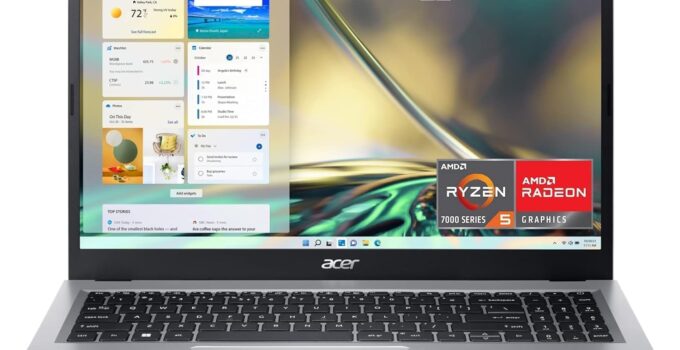 acer Newest Aspire Slim Laptop, 15.6″ Full HD IPS Display, AMD Ryze 7 5700U Processor(Up to 4.3GHz), AMD Radeon Graphics, 16GB LPDDR5 RAM, 1TB NVMe SSD, Wi-Fi 5, Windows 11 Home