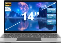 jumper Laptop, Laptops Computer 14″, Intel Celeron J4105 CPU(Up to 2.5GHz), Quad Core, 12GB LPDDR4 256GB SSD, FHD 1920×1080 Display, 2 Stereo Speakers