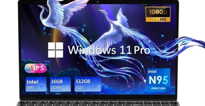 15.6″ traditional laptop computer, Intel 12th Gen N95, 16GB RAM, 512GB SSD, FHD 1920×1080 IPS, Windows 11 Pro laptop, BT4.2, HD Camera, Fingerprint Unlock