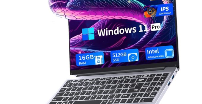 16 Inch Laptop Computer | Gaming Laptop | 16GB RAM 512GB SSD | 12th Gen N100 Processor | FHD 1920 * 1200 Display | 180 Angle Opening | Backlit Keyboard | Windows 11 Pro | Fingerprint Unlock