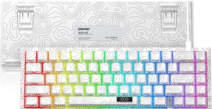 Womier M68 HE 60% Gaming Keyboard,Rapid Trigger Mechanical Keyboard, Wired RGB Custom Keyboard with Pre-lube Magnetic Switch, PBT Topographic Keycaps for Mac/Win – White