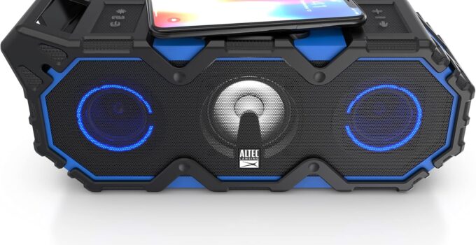 Altec Lansing Super Lifejacket Jolt – Waterproof Bluetooth Speaker, Durable & Portable Speaker with Qi Wireless Charging and Customizable Lights, Wireless Speaker for Travel & Outdoor Use