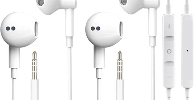 2 Packs Wired Earbuds Headphones with 3.5mm Jack Built-in Microphone Volume Control in-Ear Earphones Headsets Compatible with iPhone 6S/6/MP4/iPod/Android/Computer
