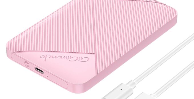 2.5″ Hard Drive Enclosure, USB C 3.1 Gen 2 to SATA III 6Gbps External Enclosure for 2.5inch 9.5mm 7mm SSD HDD, Supports UASP and Trim (Pink)