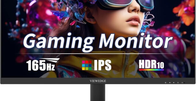 27 Inch Gaming Monitor, IPS 165Hz 1ms QHD Computer Monitor, 2560x1440p,HDR 10, 120% sRGB, Supports 144Hz, Bluelight Filter,VESA Wall Mounted, 2HDMI &1DP Port