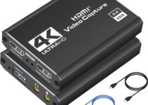 4K HDMI Capture Card for Streaming, Full HD 1080P 60FPS USB Cam Link Game Audio Video Capture Card Nintendo Switch/PS5/3ds/Xbox/PS4 (Black)