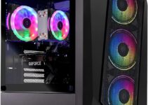 AQ30 Gaming Desktop Tower – Intel i7 Core CPU Up to 3.50Ghz, Radeon RX 580 8GB Graphics, 32GB DDR4 RAM, 1TB SSD, Windows 10 Pro – Black