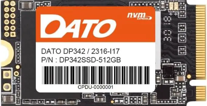 DATO 512GB SSD, M.2 2242, PCIe Gen3x4 NVMe 1.3 Internal Solid State Drive (Up to 2500/1800 MB/s) (DP342 Series)