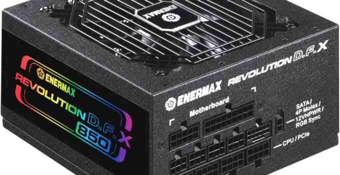 ENERMAX Revolution D.F. X 850W ARGB, 80 Plus Gold Full Modular Power Supply, ATX 3.0 & PCIe 5 Ready, 600W 12VHPWR Connectors, 100% Japanese Capacitors – ECO Mode – 10 Year Warranty
