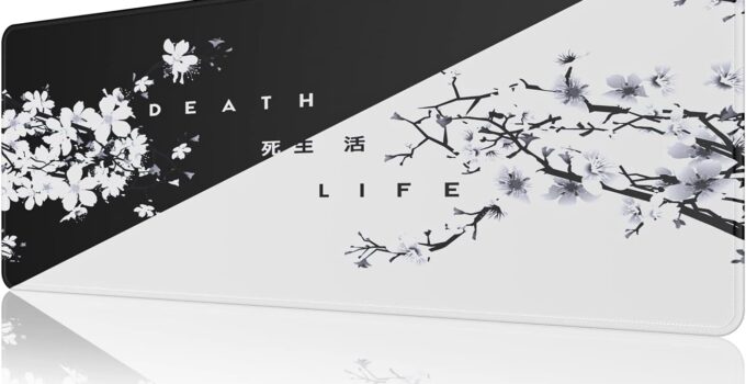 ETZ Black and White Japanese Cherry Tree Blosson Mouse Pad(31.5×11.8×0.12 inch)Extended Large Mouse Mat Desk Pad, Stitched Edges Mousepad,Non-Slip Rubber Base,Gaming Mouse Pad for Gamer,Office & Home.