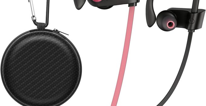 Ear Buds Wireless Bluetooth Earbuds 5.3 Wireless Headphones IPX7 Waterproof & 16Hrs Long Battery, Stereo Sweatproof in-Ear Earphones, Noise Cancelling Headsets for Gym Running, Black&Pink