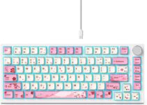 Fogruaden Wired 75% Percent Mechanical Keyboard, RGB Backlit 75 Percent Gaming Keyboard, Gasket Mount TKL Mechanical Keyboard, Hot Swappable Red Switch, NKRO Compact Pink Keyboard with Volume Knob