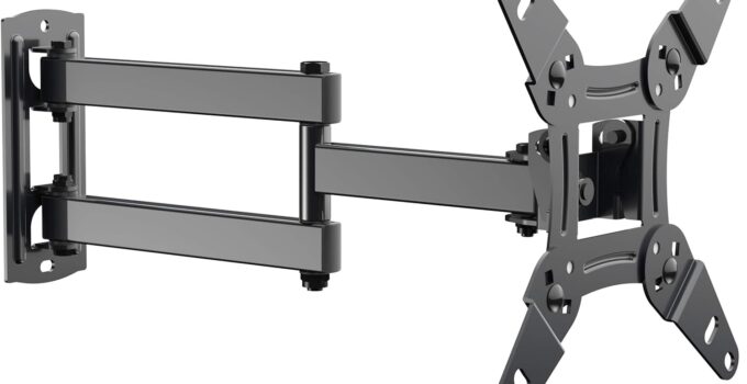 Full Motion TV Monitor Wall Mount Bracket Articulating Arms Swivel Tilt Extension Rotation for Most 13-42 Inch LED LCD Flat Curved Screen Monitors & TVs, Max VESA 200x200mm up to 44lbs