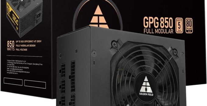 GOLDEN FIELD GPG850 Power Supply, 850W Full Modular 80 Plus Gold, 5 Years Warranty, Computer PC ATX PSU 850W