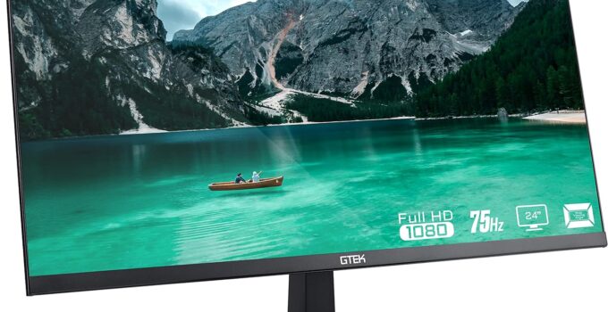 GTEK 24 Inch 75Hz Computer Monitor Frameless, FHD 1080p LED Display, Office Professional Business LCD Screen, HDMI VGA, Refresh Rate, VESA Mountable – F2407V-D03 (Renewed)