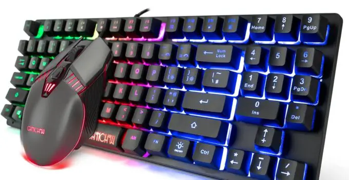 Gaming LED Keyboard and Mouse Combo 75% Compact 89 Keys with Numbric Tenkeys Pad,Rainbow Backlit,Ergonomic Mice 2 Side-Button USB Wired Mechanical Feel for PC Resberry Pi Computer(Black,Mini Size)