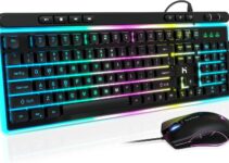 HLDIRECT Gaming Keyboard, 104 Keys Gaming Keyboard and Mouse Combo with RGB Backlit, Anti Ghosting, PC Gaming Keyboard and Mouse, Wired Gaming Keyboard Mouse Combo for MAC Xbox PC Gamers