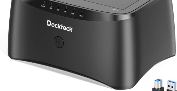 Hard Drive Docking Station, dockteck USB 3.0 to SATA Dual Bay External Hard Drive Enclosure for 3.5 or 2.5 inch SATA HDD SSD with Offline Clone