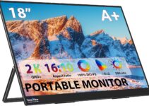 InnoView Portable Monitor, 18” 2K QHD 100% DCI-P3 Large Portable Monitor for Laptop 2560×1600 500 Nits IPS Eye Care HDR FreeSync Frameless Laptop Screen Extender for Mac Switch Xbox PS4/5