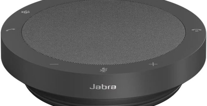 Jabra Speak2 40 Portable Speakerphone – 4 Noise-Cancelling Mics, Full-Range 50mm Portable Speaker, Wideband Audio and USB-A and USB-C Connections – Certified for Zoom and Google Meet – Dark Grey
